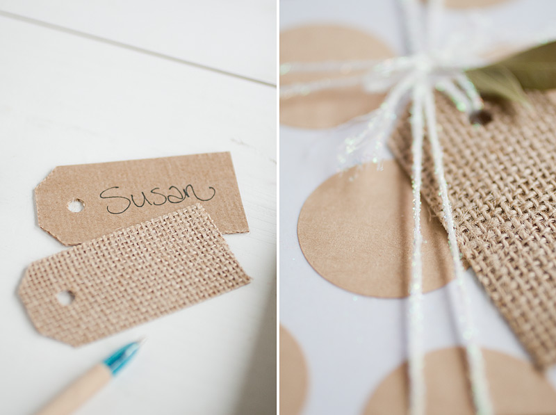 gift wrap: burlap touch // #anastasiamariecards