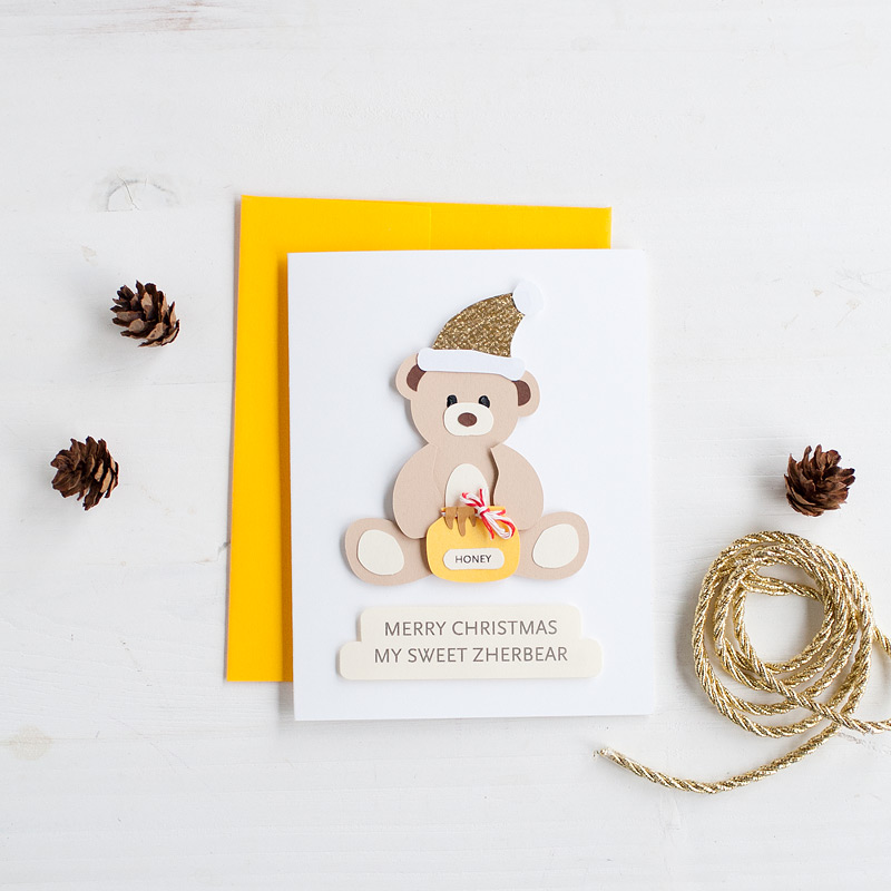 christmas teddy custom card #anastasiamariecards