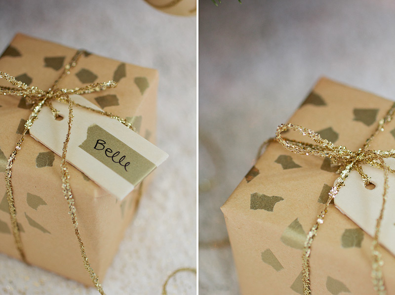 holiday christmas gift wrap // gold flecked  // via Anastasia Marie