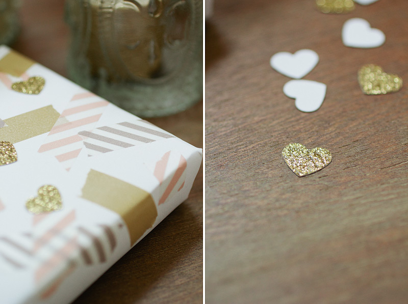 valentine gift wrap // hearts + washi // by anastasia marie