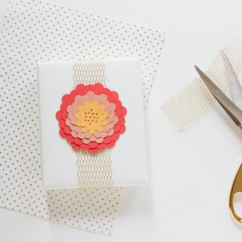 paper dahlia gift wrap via ANASTASIA MARIE
