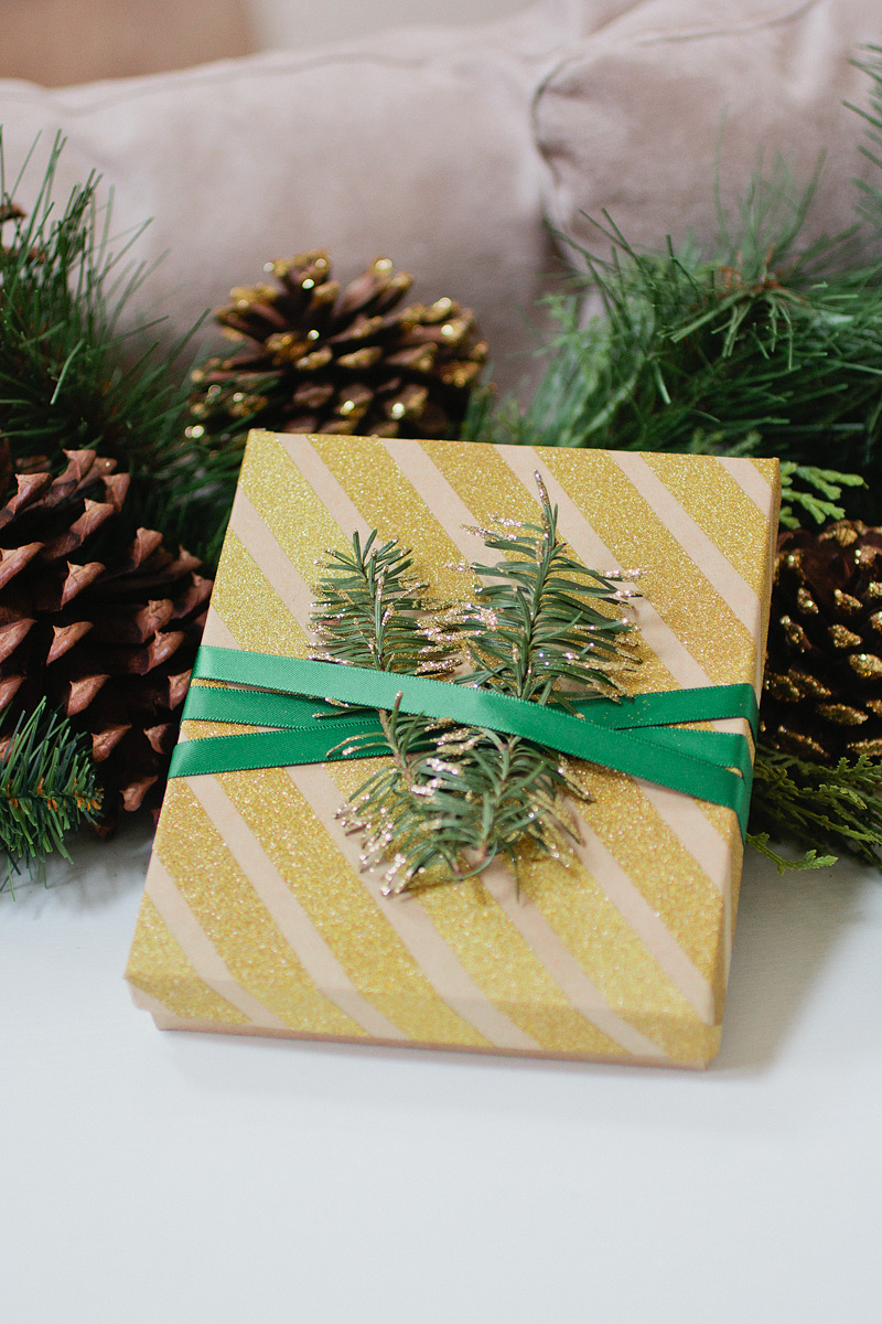 christmas gift wrap // glitter stripe noble